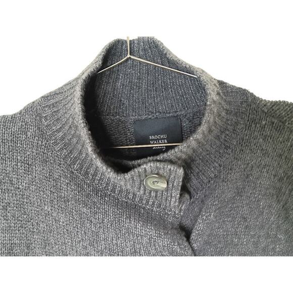 Brochu Walker 100% Cashmere Gray Knit Cardigan Sweater Jacket Size SP - Picture 6 of 16